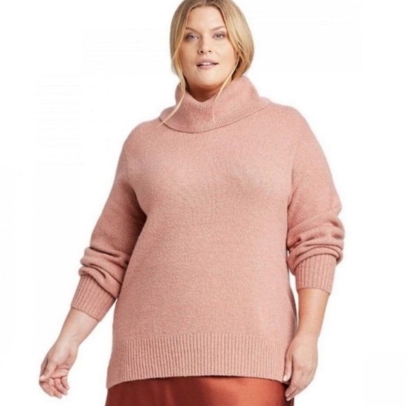 AVA & VIV Rose Gold Long Sleeve Cowl Neck with Gold Shimmer Threads - Picture 4 of 10